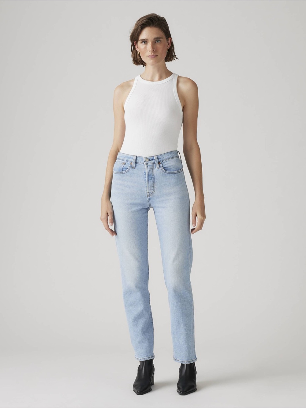 Light Blue High-Rise Straight Jeans - Women